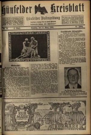 Dritte Ausgabe vom Samstag, den 15. März 1930.