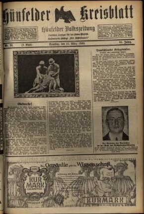 Dritte Ausgabe vom Samstag, den 15. März 1930.