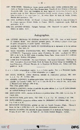Autographes (Nr. 1329-1438)