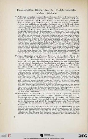 Handschriften, Bücher des 16. – 18. Jahrhunderts. Schöne Einbände (Nr. 28-61)