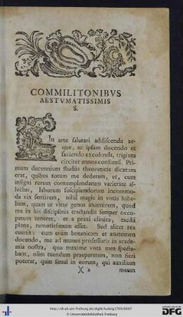 Commilitonibus Aestimatissimis S.