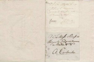 Briefumschläge, gerichtet an Karoline Luise, rückseitig Notizen von ihrer Hand.