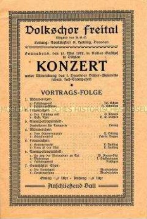 Volkschor Freital: Konzertprogramm mit Texten