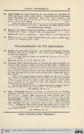 Holzschnittbücher des XVI. Jahrhunderts (Nr.649-668)
