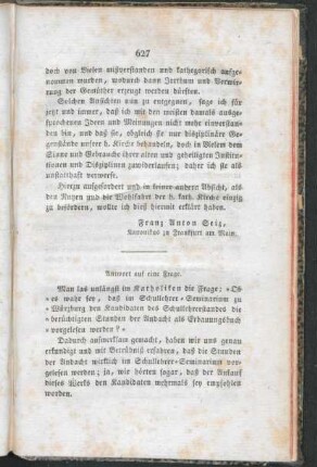 627-628 Antwort auf eine Frage