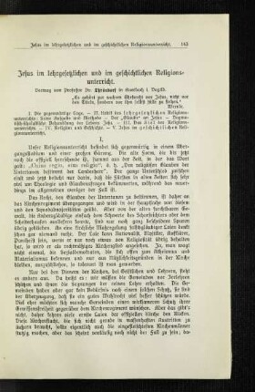 Jesus im lehrgesetzlichen und im geschichtlichen Religionsunterricht : Vortrag
