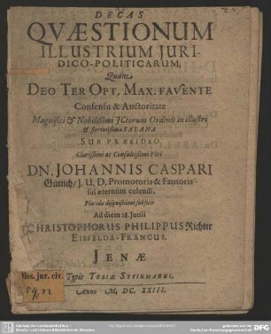 Decas quaestionum juridico-politicarum