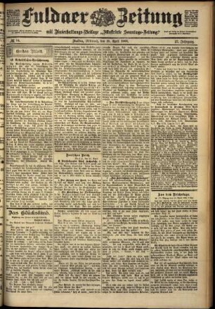 Erste Ausgabe vom Mittwoch, den 25. April 1900.