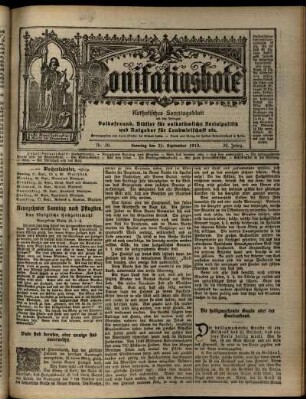 Erste Ausgabe vom Sonntag, den 21. September 1913.