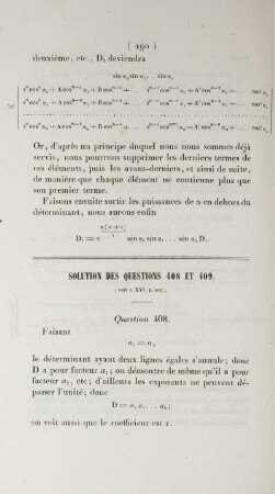 Solution des questions 408 et 409.