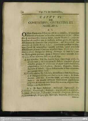 Caput VI. De Comitatibus, Civitatibus Et Nobilibus