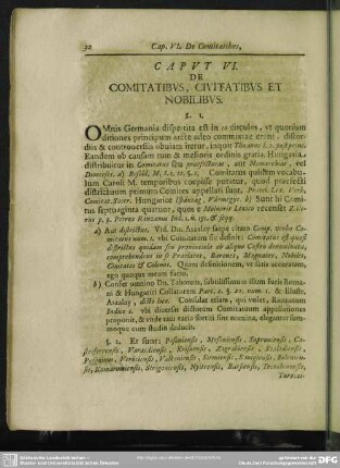 Caput VI. De Comitatibus, Civitatibus Et Nobilibus