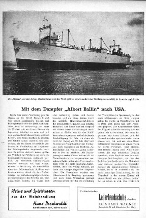 Mit dem Dampfer "Albert Ballin" nach USA.