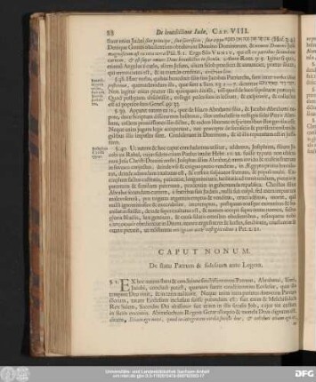 Caput Nonum. De statu Patrum & fidelium ante Legem.