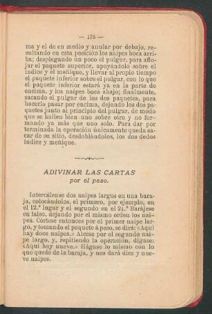 Adivinar las cartas por el peso.