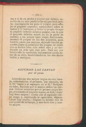 Adivinar las cartas por el peso.