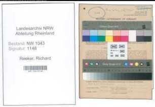 Entnazifizierung Richard Reeker , geb. 10.01.1918 ()