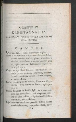 Classis IX. Kleistagnatha.
