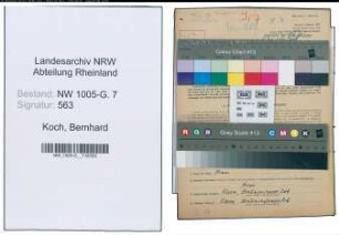 Entnazifizierung Bernhard Koch , geb. 10.10.1896 (Klempner)