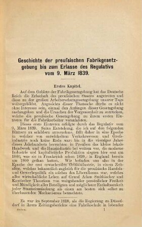 Geschichte der preußischen Fabrikgesetzgebung bis zum Erlasse des Regulativs vom 9. März 1839