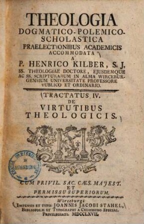 Theologia Dogmatico-Polemico-Scholastica, 4. De Virtutibus Theologicis