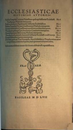 Ecclesiasticae Historiae Avtores