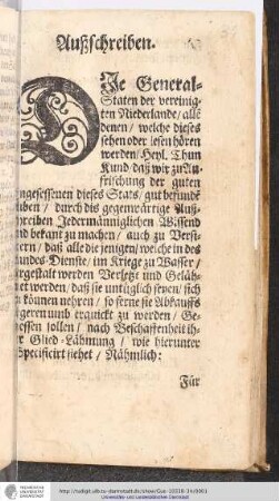 Text des Außschreiben