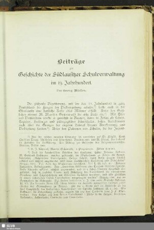 Beiträge zur Geschichte der Südlausitzer Schulverwaltung im 19. Jahrhundert