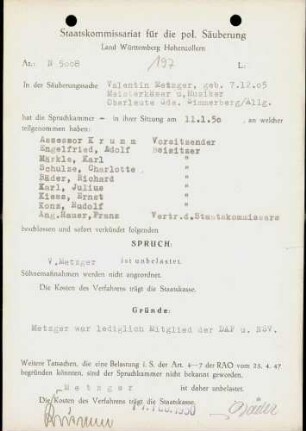 Metzger, Valentin