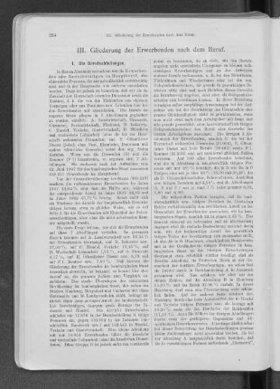III. Gliederung der Erwerbenden nach dem Beruf.