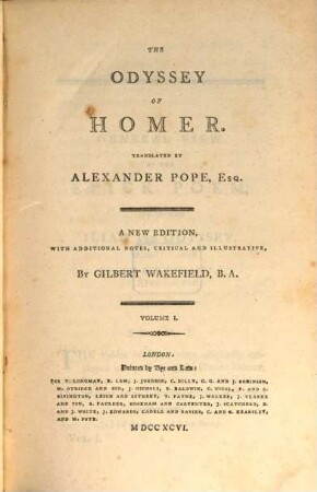 The Odyssey Of Homer, 1