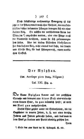 ¬Der¬ Nylghau : (lat. Antelope picta, franz. Nilgaut) ; Taf. XXI, Fig. 4