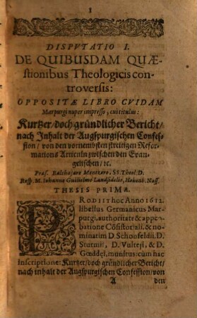 Disputationum theologicarum, de praecipuis quibusdam horum temporum controversiis, in Academia Giessena publice habitarum, tomus .... 4