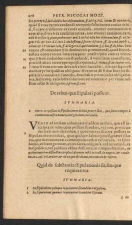 Quid de substantia stipulationis sit, seu quae requirantur.