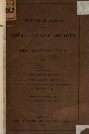 Annual report. 29. 1852