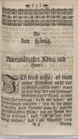 An den König. Allergnädigster König und Herr!