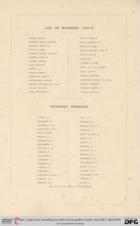 List of Members, 1867-8 / Honorary Members