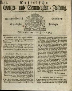 Nr. 55, Mittwoch, den 12ten Julii 1815