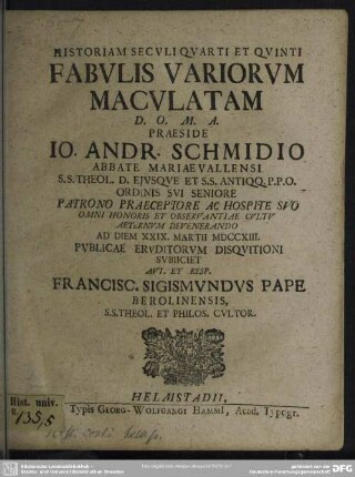 Historiam Seculi Quarti Et Quinti Fabulis Variorum Maculatam ...