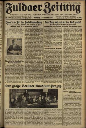 Erste Ausgabe vom Mittwoch, den 07. November 1934.