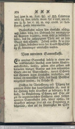 Vom unreinen Samenflusse