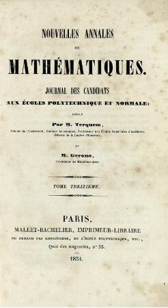13: Nouvelles annales de mathématiques
