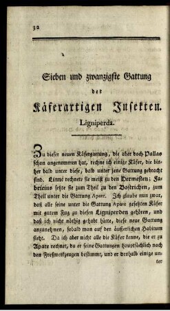Sieben und zwanzigste Gattung der Käferartigen Insekten. Ligniperda.