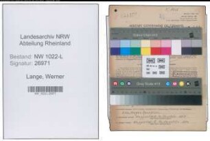Entnazifizierung Werner Lange , geb. 08.06.1912 (Schweisser)