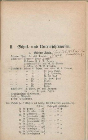 II. Schul- und Unterrichtswesen.