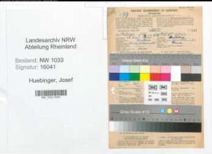 Entnazifizierung Josef Huebinger , geb. 25.03.1906 (Former)