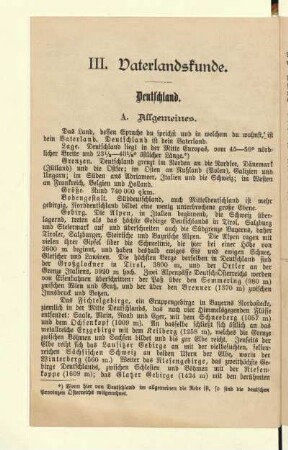 III. Vaterlandskunde