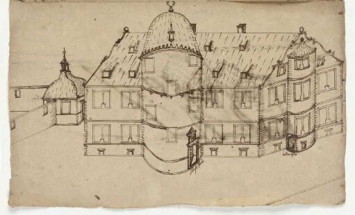 Fahre, Entwurf für ein Lustschloss, perspektivische Ansicht