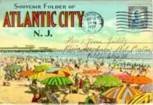 Postkartenleporello mit Ansichten von Atlantic City