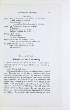 Siebenter Abschnitt. Hindenburg und Tannenberg